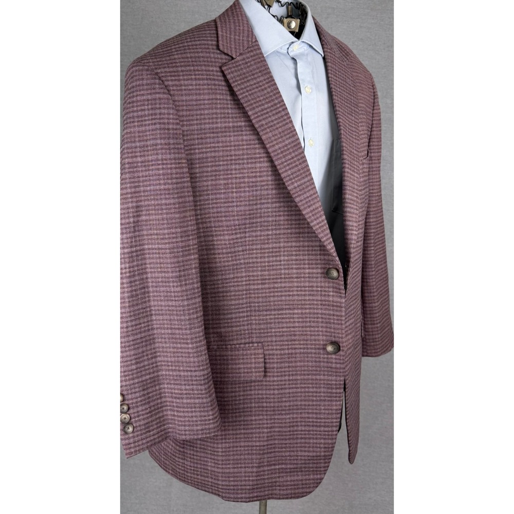 Jos. A. Bank Traveler Tailored Fit Blazer 46R Burgundy Purple Wool Blend Check